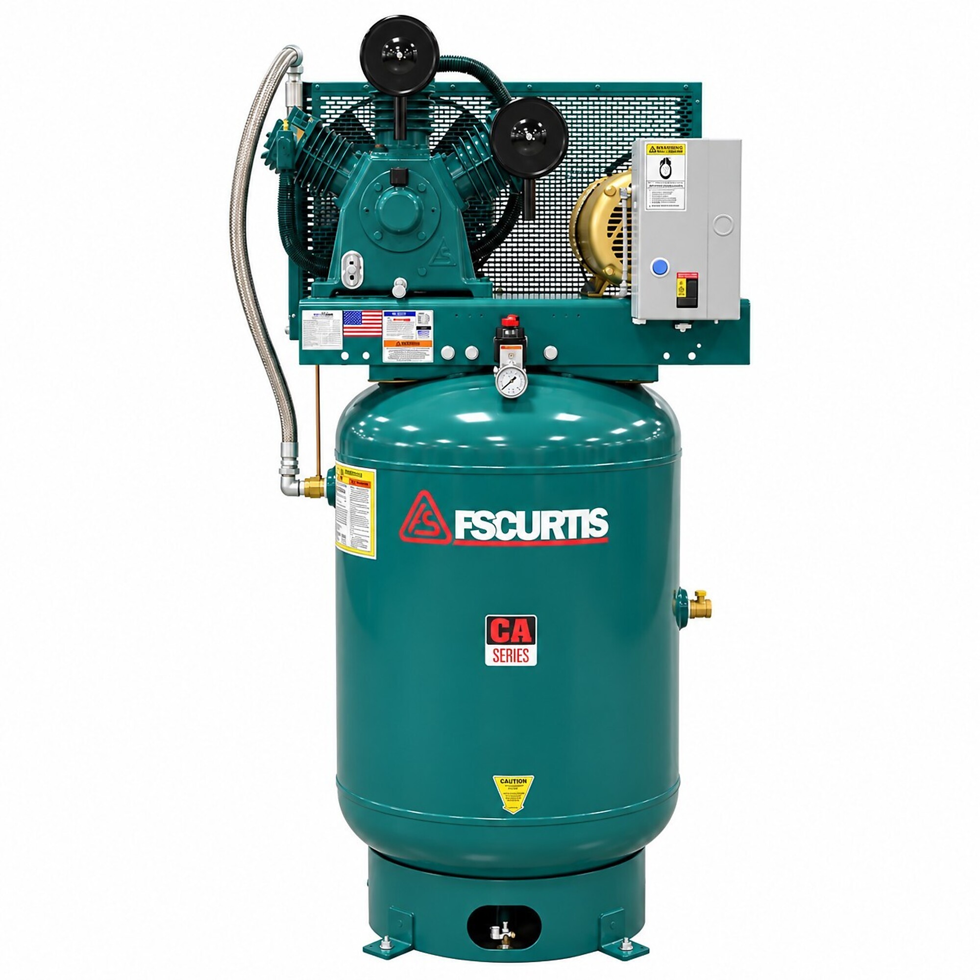 FS-Curtis CA10 Standard 3-Phase 230V, 10 HP, 2 Stage Electric Air Compressor, 120 Gallon, 175PSI, 34.2 CFM